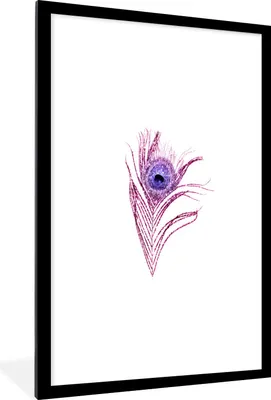 Produktbild von MuchoWow® Gerahmtes Poster Pfauenfedern - Lila - Glitter 60x90 cm - Poster mit Schwarzem Bilderrahmen Wandposter Rahmen Foto Bilder - Dekoration - Wandposter Wohnzimmer - Hochwertig