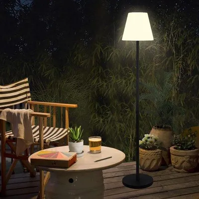 Image de Lampe solaire sur pied - Lampe solaire avec détecteur de lumière - Lampe sur pied LED avec variateur d'intensité - lumière chaude et fonction RGB - sans fil - rechargeable par USB - Modules solaires LED étanches pour intérieur