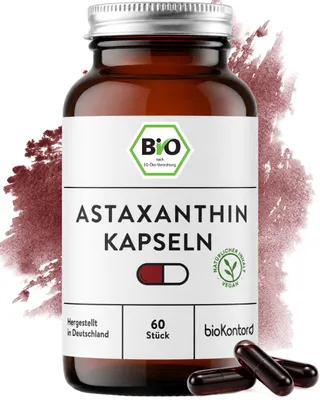 Produktbild von bioKontor Astaxanthin 8mg - 60 vegane Kapseln - mit - Olivenöl