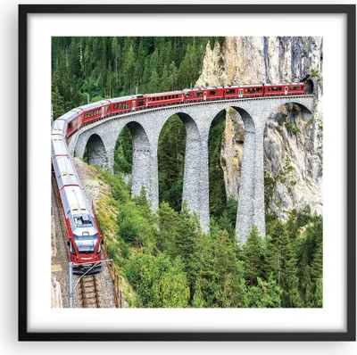 Produktbild von Gerahmtes Poster - Schwarzer Rahmen - Viadukt Landwasser Zug - 50x50 cm - Wand Bild - Wanddeko - Wandbilder - Kunstposter - Wandposter - Bilderrahmen - Bilder - Kunstdruck - P2BAC50x50-4605