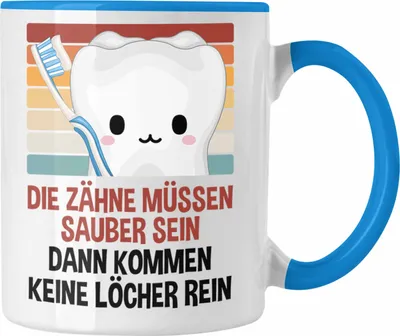 Produktbild von Trendation - Zahnarzt Tasse Geschenk für Zahnarzt Zahnärztin Lustiger Spruch Geschenkidee Geburtstag (Blau)