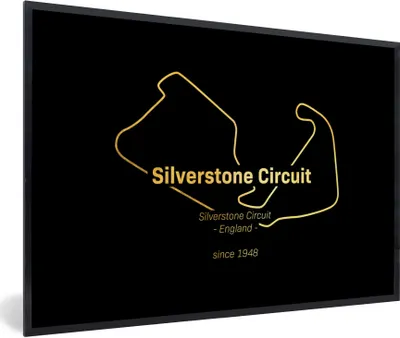 Produktbild von MuchoWow® Gerahmtes Poster F1 - Silverstone - England 90x60 cm - Poster mit Schwarzem Bilderrahmen Wandposter Rahmen Foto Bilder - Fotorahmen - Foto-Plakat