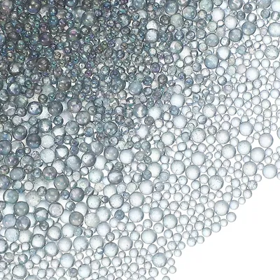 Produktbild von Mini Glasblasenperlen - Irisierend - Bastelbedarf - 200g - 1-3mm - Grau