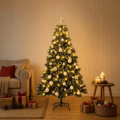 Obrázek produktu pro Umělý vánoční stromek s ozdobami, výška 150 cm, 150 LED diod