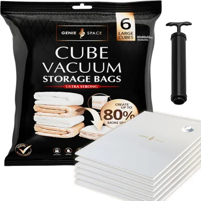 Productafbeelding van Kubus vacuüm opbergzakken - Set van 5 - Extra Groot (100×80×38 cm) - Kleding & beddengoed - Luchtdicht