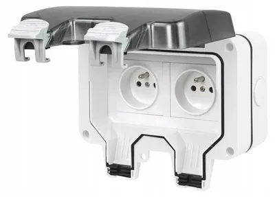 Imagen del producto de ADELID GH.W2.FR. Enchufe doble hermético, color blanco, grado de protección IP66