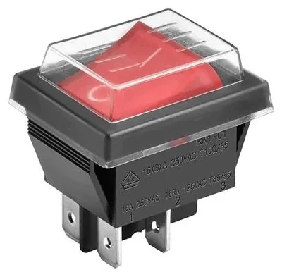 Zdjęcie produktu dla Przełącznik kołyskowy dpst on off 16A 250V czerwone światło 2 szt
