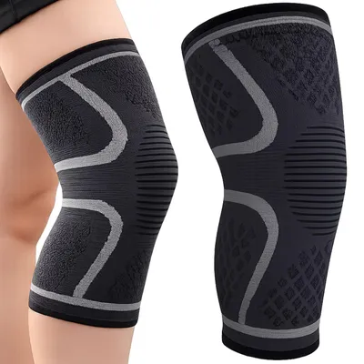 Produktbild von Kniebandage Knieorthese Kompressionsbandage Knieschoner Stütze elastisch Schwarz L 1 Stück
