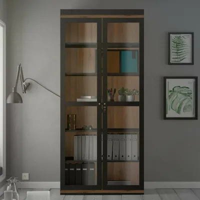 Image de Axinte - Vitrine, 89x36x200h cm Noir, 5 Étagères