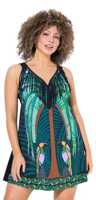 Produktbild von Ulla Popken Damen große Größen Übergrößen Plus Size Badekleid Alissa, Fransen, P