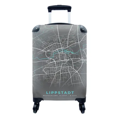 Produktbild von MuchoWow® Koffer Handgepäck Trolley Rollkoffer Kleine Reisekoffer mit 4 Rollen - Karte - Stadtplan - Lippstadt - Deutschland - Blau - Cabin Size < 55x40x23 cm & 55x40x20 cm - Fotokoffer - Kabinenkoffer - Boardgepäck - Reise-Box - Reisekoffer - Reisegepäck - Koffer mit Bild - Trolley für Kinder