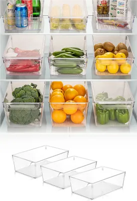 Produktbild von Hermia Concept, 727, Sonstige Küchenaufbewahrung, Kühlschrank-Organizer-Set (3-teilig), Transparent, Plastik, 20 x 32,5 x 10 cm