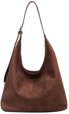 Produktbild von Grosse Vintage-Schultertas aus Imitatsuède, Crossbody-Tasche für Damen, schwarz, groß