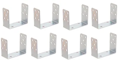 Produktbild von Aqbau 8er Set U-Pfostenträger zum Aufschrauben 140 mm –Pfostenanker aus verzinktem Stahl 4 mm, Bodenanker für Holzpfosten, für Zaun, Pergola, Terrasse