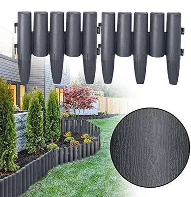 Produktbild von Kunststoff-Gazonrand Holzoptik - Dekorative Abgrenzung für Garten und Blumenbeet