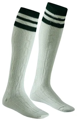 Produktbild von Lange Trachtensocken Strümpfe Socken aus Baumwolle 50cm Lang, Farbe:Natur/Grün, Größe:41-43