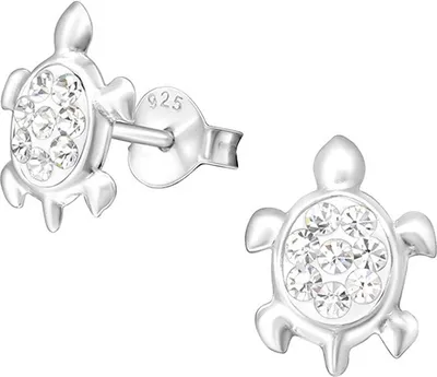 Produktbild von Kinderohrstecker: Silber Ohrringe für Mädchen und Damen „Kristall Schildkröte“ Crystal