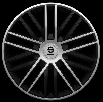 Produktbild von 14" Zoll Radkappen Schwarz Silber Radzierblenden Radblenden SPC1485BKSV SPARCO