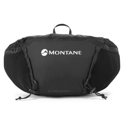 Schwarzer Rucksack "Trailblazer 3" von Montane; geeignet für alpine Aktivitäten; mit verstellbaren Trägern und Reißverschluss.