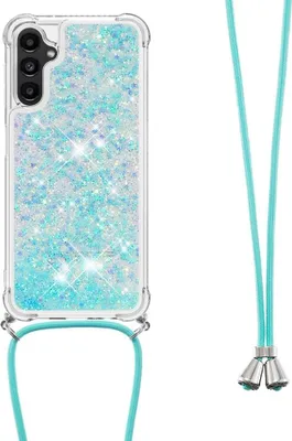 Produktbild von Samsung Galaxy A14 Hülle - Coverup Liquid Glitzer Back Cover mit Handykette - Hellblau