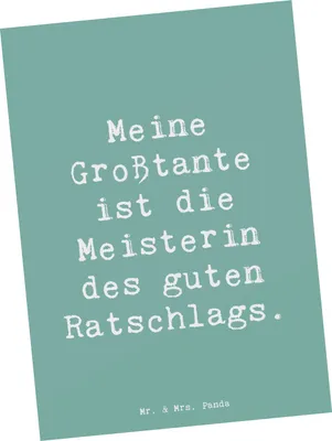 Produktbild von Mr. & Mrs. Panda Postkarte Spruch Großtante Ratschlag - Meeresbrise - Geschenk, Lebenserfahrung, Geschenke, Ansichtskarten, Lebensweisheit, emotionale Unterstützung