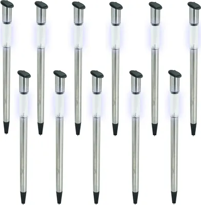 Produktbild von Eaxus Solarlampe 70cm Standleuchte Edelstahl Solar LED mit Kunststoff-Erdspieß für Garten- & Wegbeleuchtung