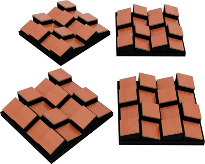 Zdjęcie produktu dla Zestaw 4 sztuk – dyfuzor akustyczny Panele akustyczne | Mozaika ścienna 3D | Dekoracja ścienna DIY | Dyfuzor dekoracyjny | [ZARINITY | Wiśnia]