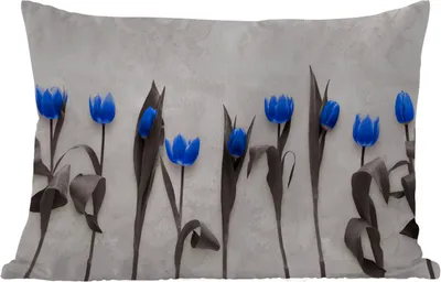 Produktbild von MuchoWow® Outdoor Kissen - Blumen - Tulpen - Blau - 60x40 cm - Wetterfest - Lounge Kissen - Zierkissen - Kissen für Innenräume