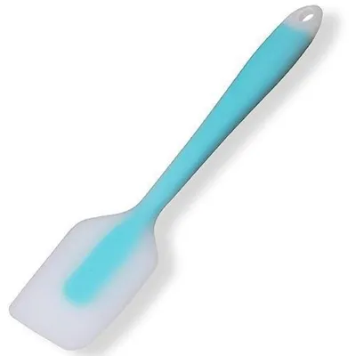 Productafbeelding van Siliconen spatel, hittebestendig, antiaanbaklaag, deegschraper met metalen kern, blauw, set van 2