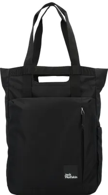 A black Jack Wolfskin tote bag is shown against a white background.