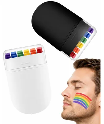 Immagine prodotto di Set di 2 matite per il trucco del viso, colori arcobaleno, delicate sulla pelle, lavabili, ideali per feste a tema, carnevali e celebrazioni del Pride