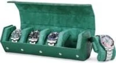 Produktbild von Sechseckiges Etui aus echtem Leder für 4 Uhren, Uhrenaufbewahrungsbox