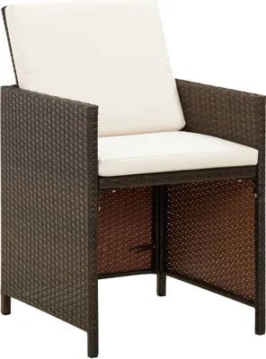 Zdjęcie produktu dla VidaXL 316776, Taras, Obite siedzisko, Poliester, Technorattan, Stal, Kremowy, Biały, 520 mm, 560 mm