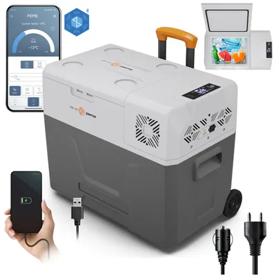 Produktbild von Tragbare Kühlbox Peme Ice-on Mini-Kühlschrank für Auto und Camping 39 Liter - in Adventure Orange mit herausziehbarem Griff