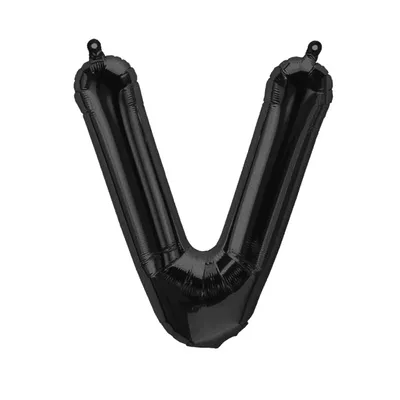 Obrázok produktu pre Fóliový balón písmeno V, čierny, cca 40 cm, na plnenie vzduchom