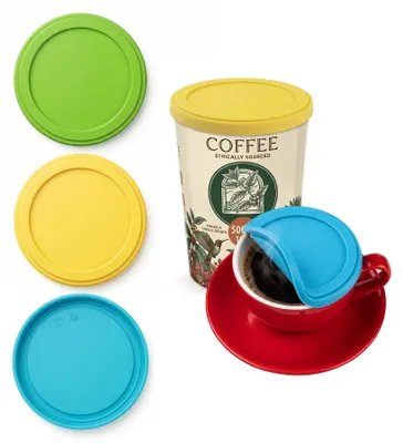 3 Silikondeckel für Joghurtbecher, 10,2 cm, 3 Farben, luftdicht