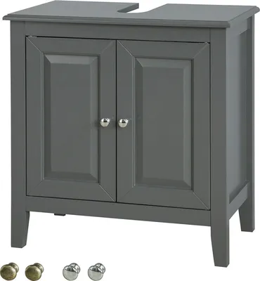Produktbild von SoBuy FRG202-DG Waschbeckenunterschrank Badmöbel Badschrank Waschtisch Unterschrank Dunkelgrau BHT ca: 60x62x30cm