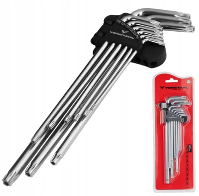 Produktbild von Vorstahl Torx-Innensechskantschlüssel-Satz extra lang, 9-teilig T10-T50mm