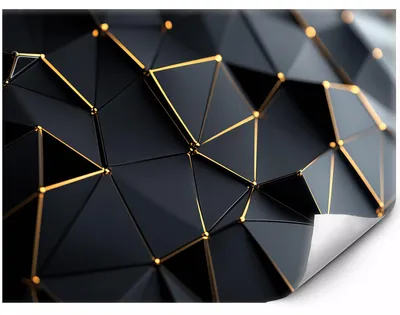 Produktbild von Fototapete Für Die Wand Schwarzes 3DMosaik mit goldenen Details für Wohnzimmer Schlafzimmer und Büro 250x175 cm
