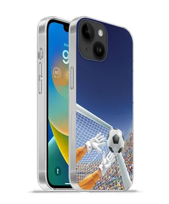 Produktbild von MuchoWow® Handyhülle Schutzhülle Hülle für Apple iPhone 14 - Softcase Eine Illustration eines Torwarts, der den Fußball stoppt - Junge - Mädchen - Kind Silikon Softcase Handy Hülle - Mobiltelefonhülle