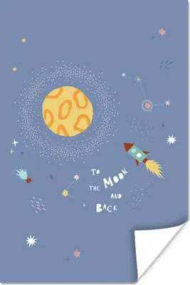 Produktbild von MuchoWow® Poster Rakete - Sterne - Kinderzimmer 40x60 cm - Plakate für die Wand - Poster Babyzimmer