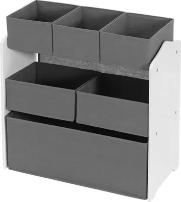 Obrázok produktu pre Detská skriňa s 6 priehradkami, MDF, sivá/biela, 63 x 39,5 x 60 cm