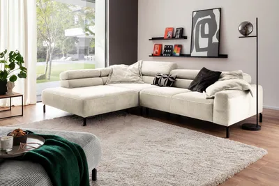 Produktbild von KAWOLA Sofa DELIA Ecksofa Cord cremeweiß Recamiere links