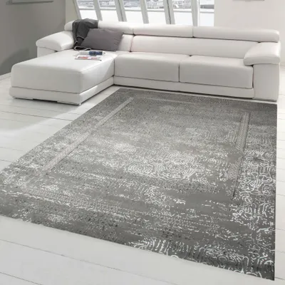 Obrázok produktu pre Moderný orientálny dizajnový koberec - Border shiny silver grey Veľkosť - 120 x 170 cm
