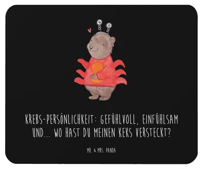 Produktbild von Mr. & Mrs. Panda Mauspad Krebs Gefühlswelt - Schwarz - Geschenk, Horoskop, Geschenke Sternzeichen, pc mausunterlage, Tierkreiszeichen, Mousepad, Gefühle, Mouse Pad