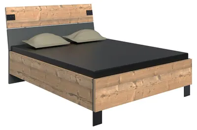 Produktbild von Schlafzimmer Bettgestell 140x200 cm Liegefläche in Holzdekor mit graphit - MONTELLA-43