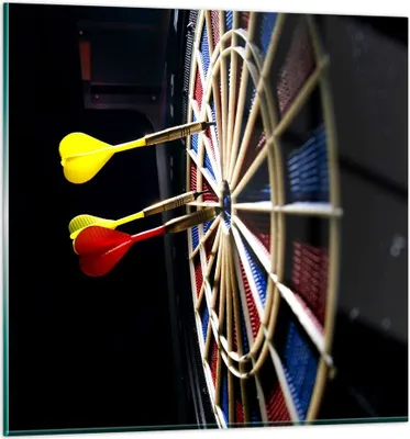 Produktbild von Bilder auf glas - Pfeil Darts Spaß Schild - 30x30cm - Glasbilder - Wandbilder - Kunstdruck - zum Aufhängen bereit - Wanddekoration aus Glas - Glas Bilder - Wandbild auf Glas - GAC30x30-2199