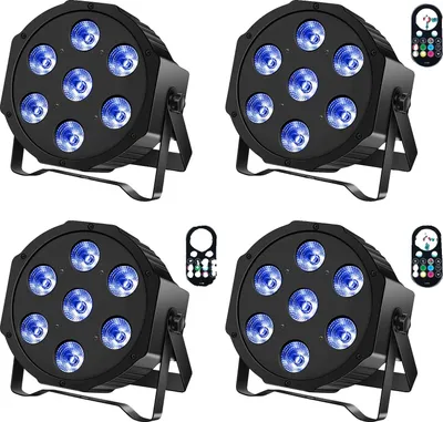 Image de Projecteur de scène, 7 LED RGBW 3 W,DMX, prise UE 4PCS