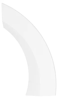 A white curved object against a white background.