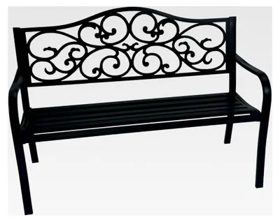 Produktbild von Gartenbank Durham - 2-sitzer - Stahl, Rückenteil aus Gusseisen - schwarze Outdoorbank